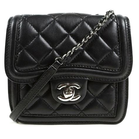 black chanel crossbody leather bag|More.